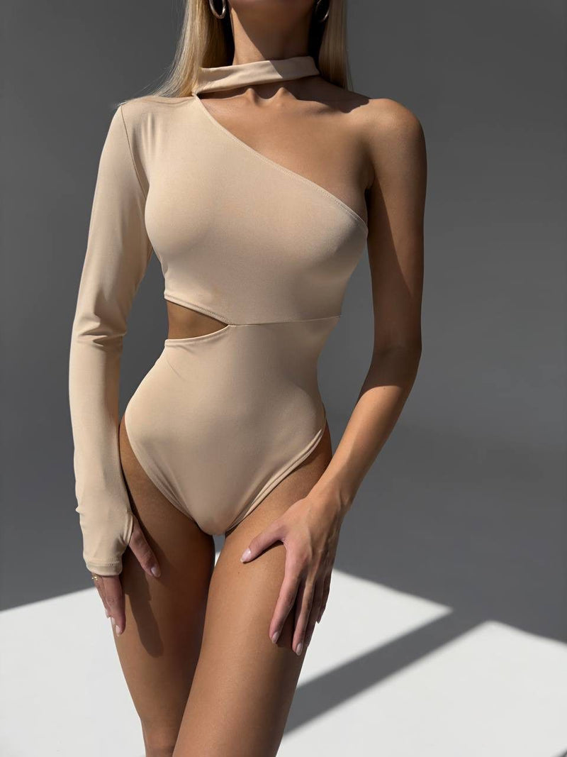 Nude One Shoulder Bodysuit