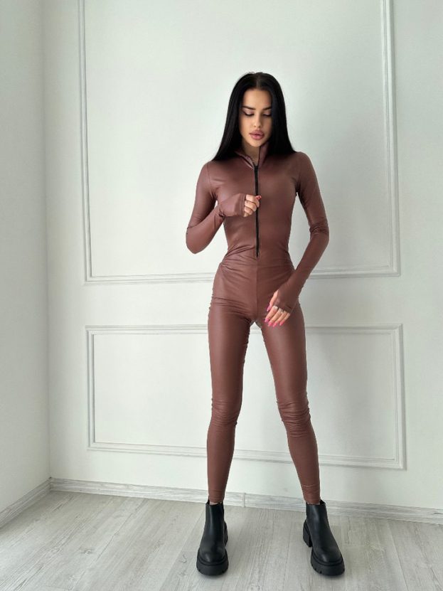 Catsuit Mocha Faux Leather