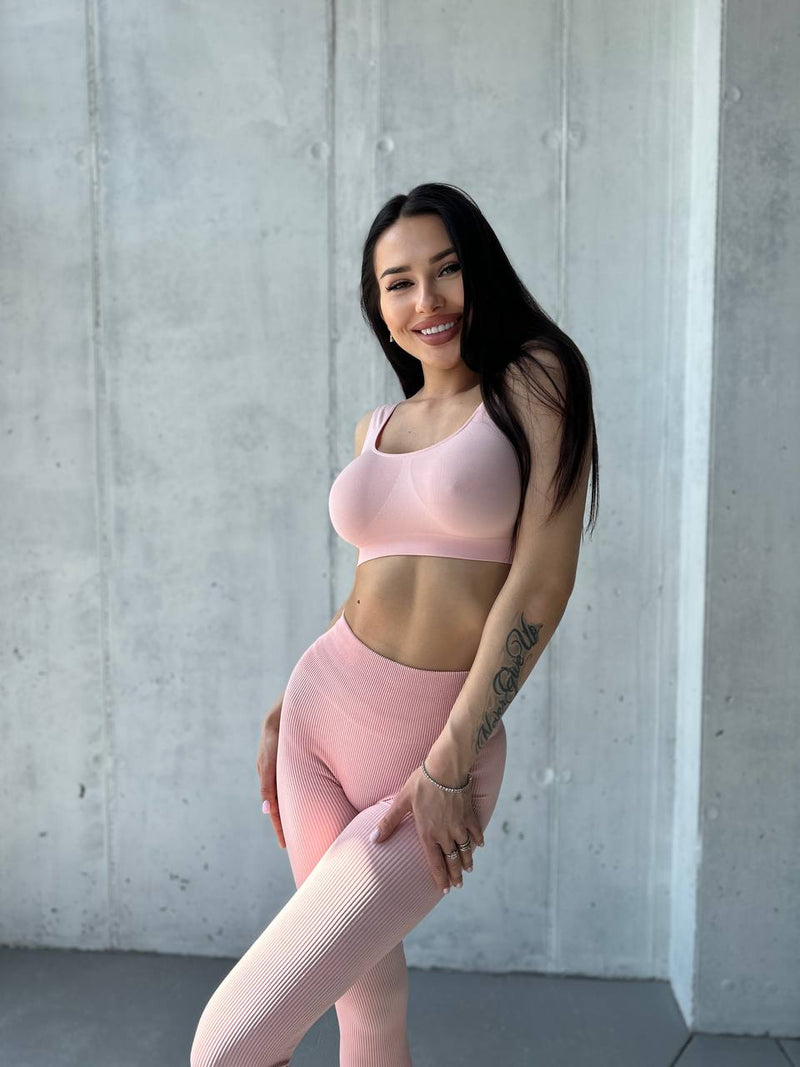 Seamless Ribbed leggings Pastel Pink