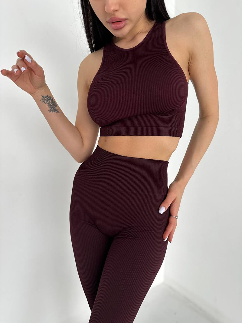 Seamless Ribbed leggings Bordeaux