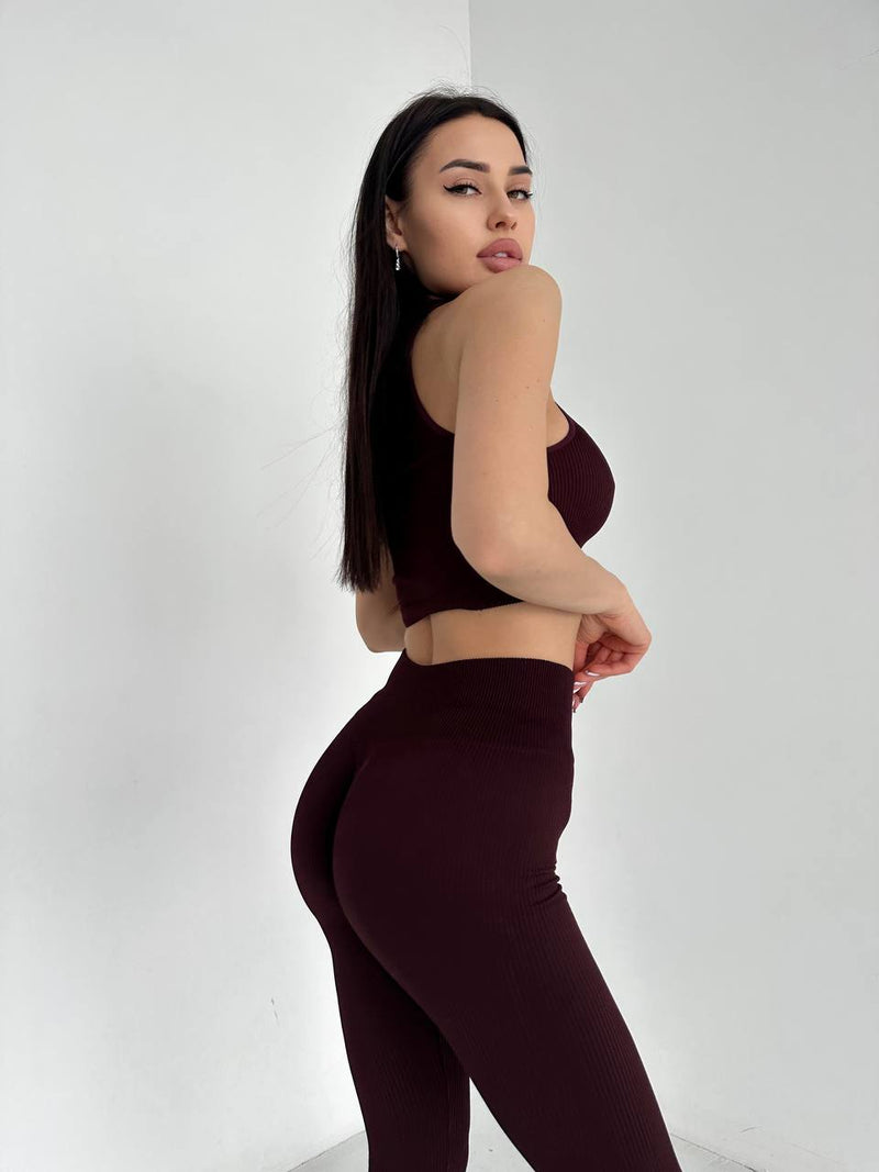 Ribbed tank top Bordeaux