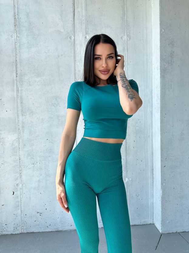 Seamless Ribbed leggings Emerald
