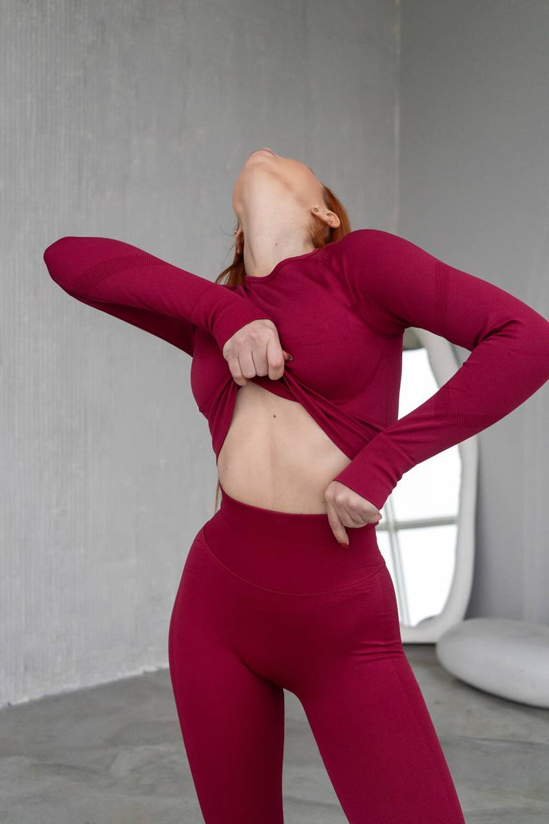 Seamless Push-up Leggings Cherry