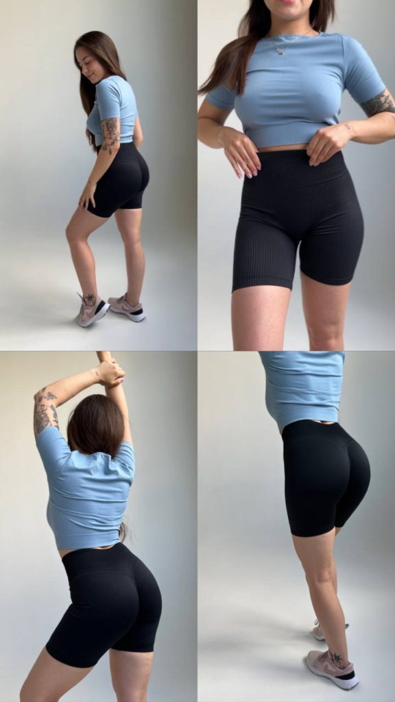 Seamless Ribbed shorts Black