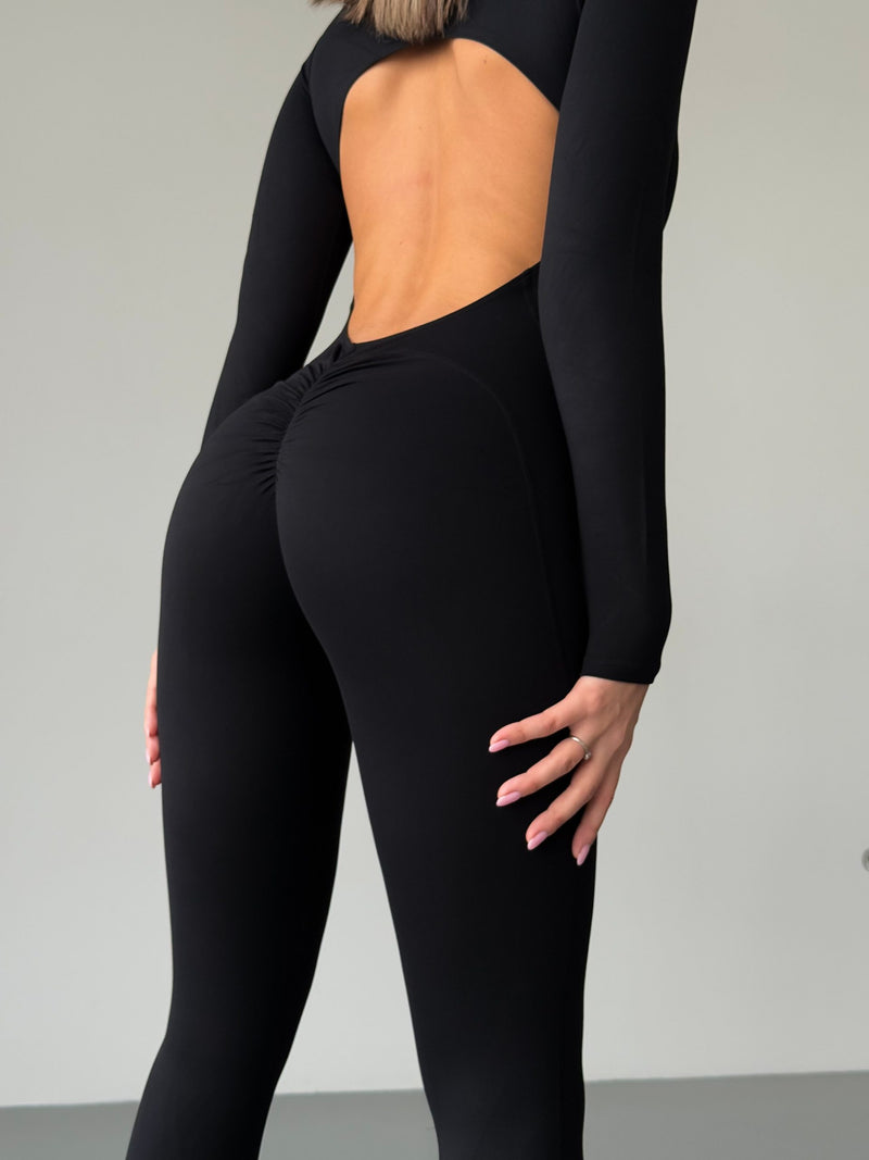 Backless Seamless Catsuit Black