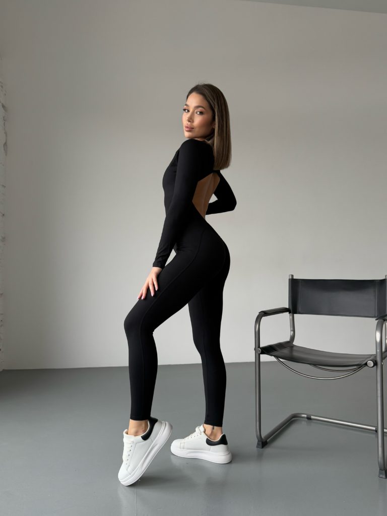 Backless Seamless Catsuit Black