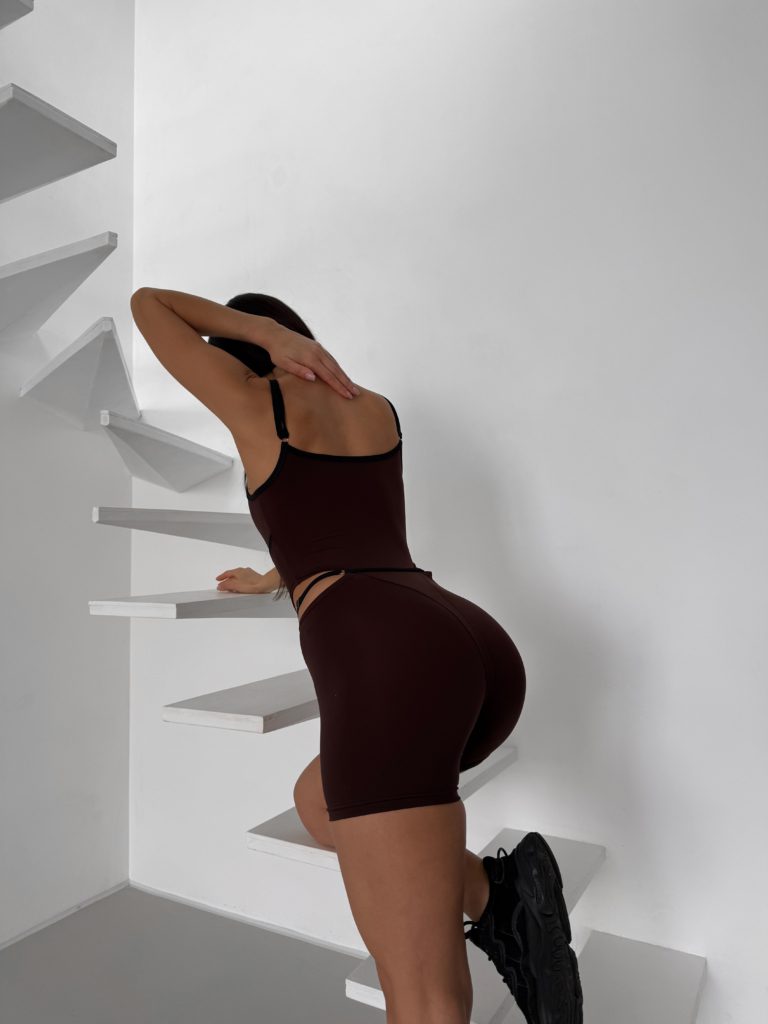 Shoulder Strap Playsuit Chocolate