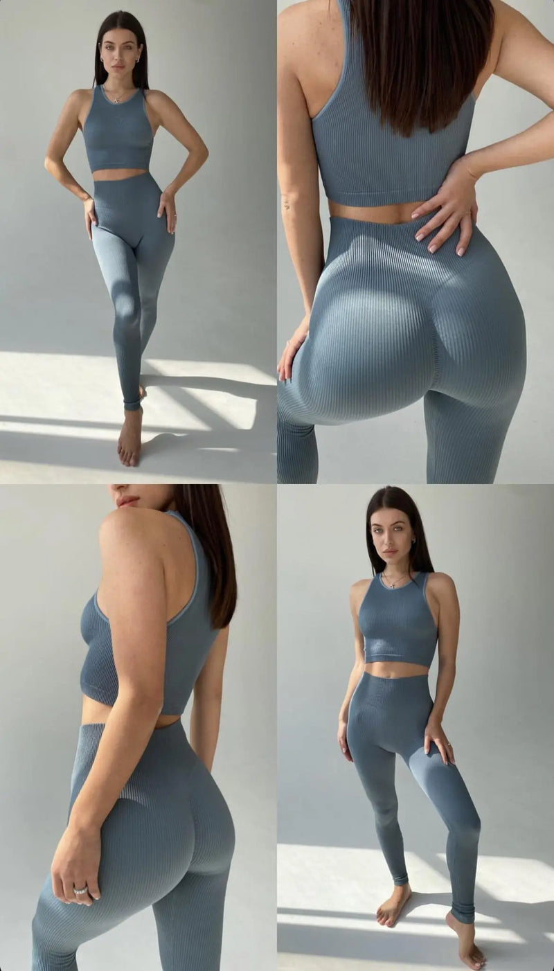 Push Up Seamless Set Blue-gray