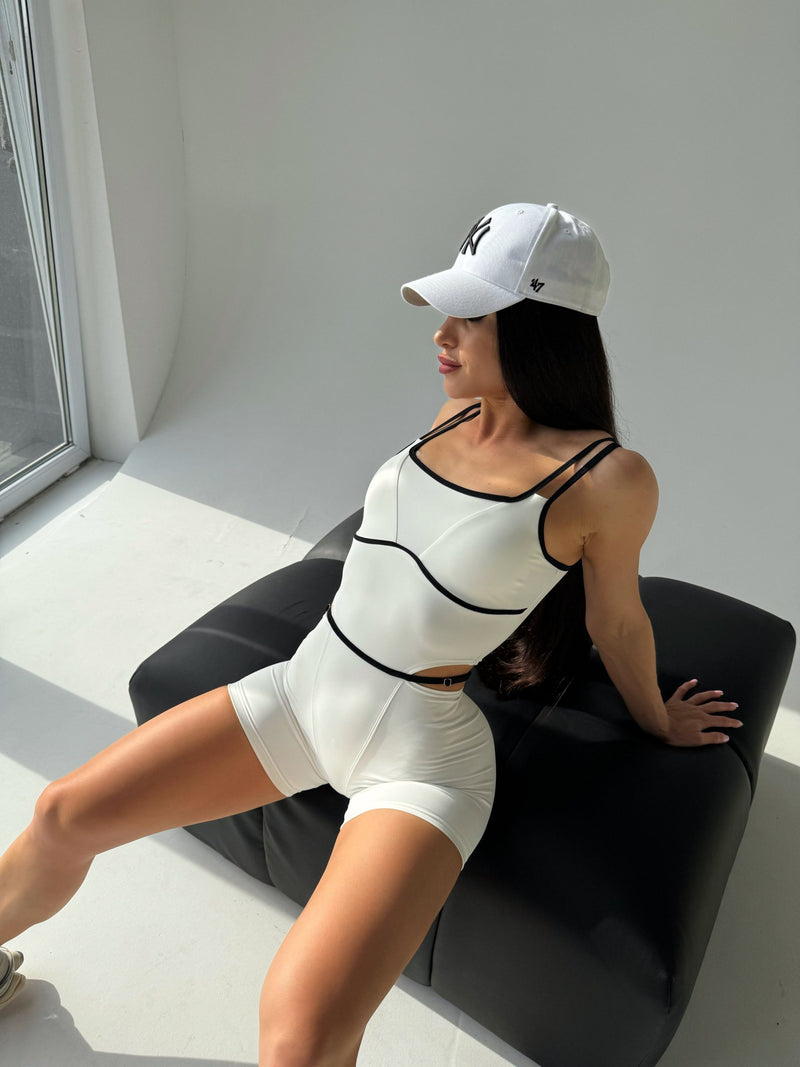 Shoulder Strap Playsuit White