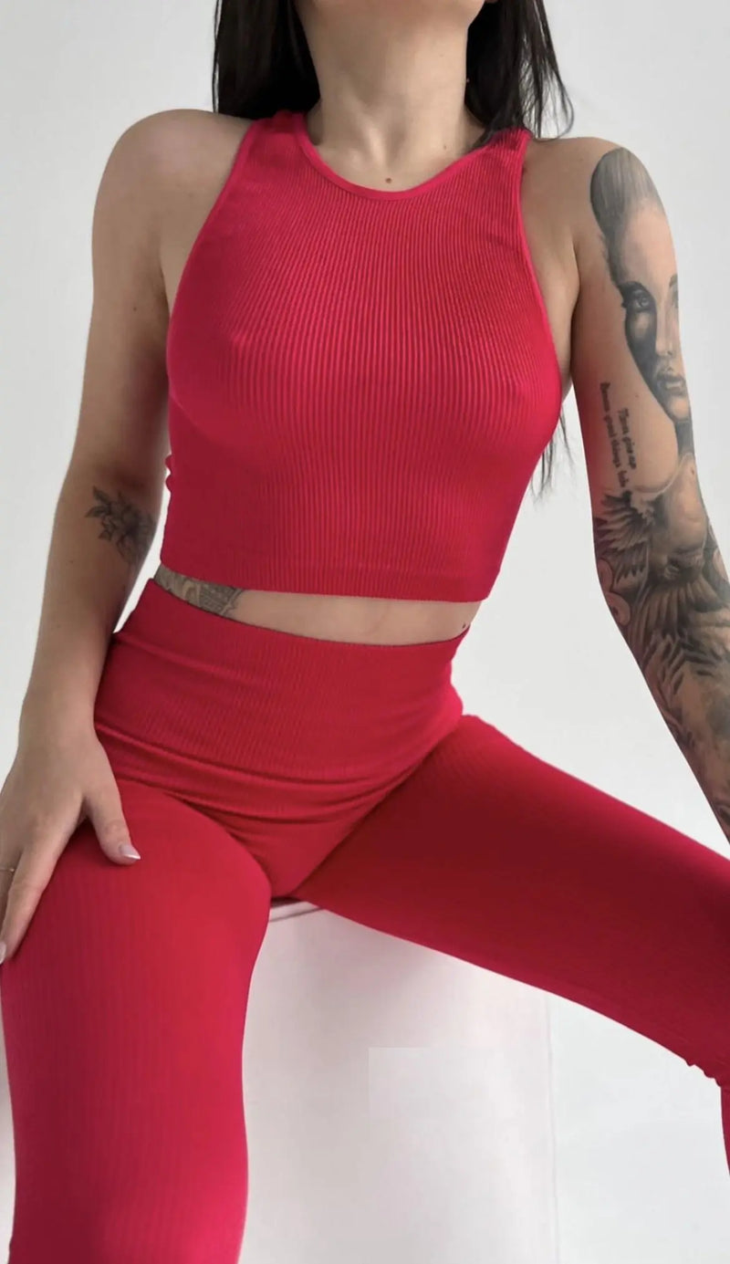 Ribbed tank top Raspberry