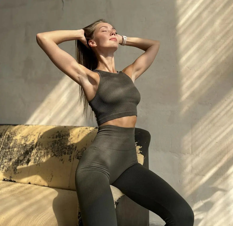 Ribbed tank top Khaki