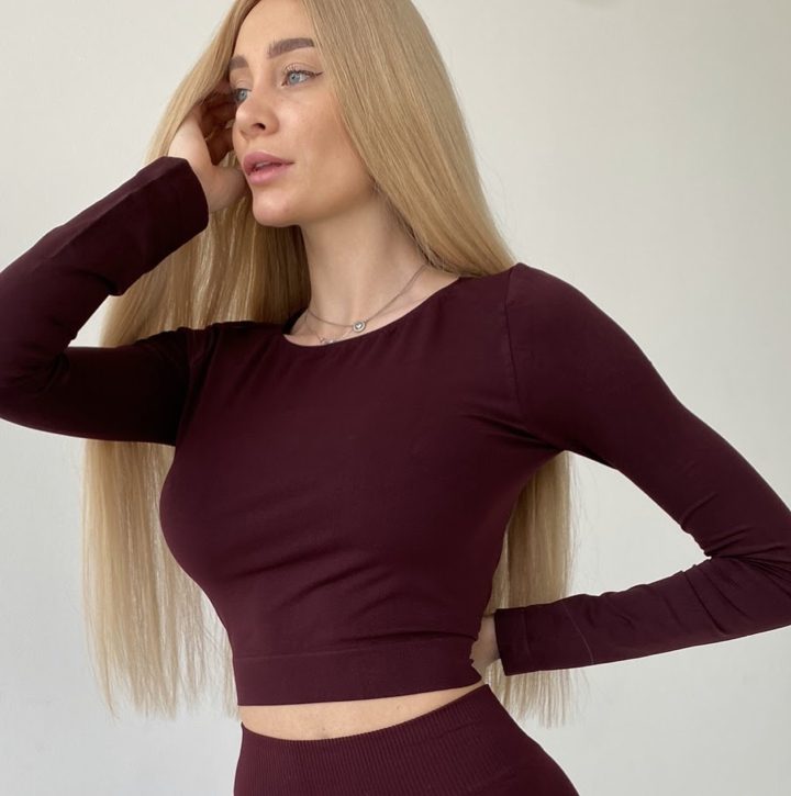 Long sleeve crop top Bordeaux