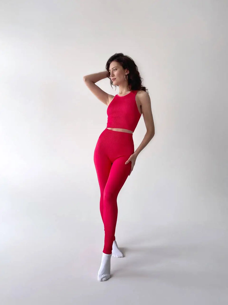Ribbed tank top Raspberry
