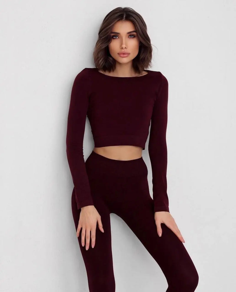 Long sleeve crop top Bordeaux