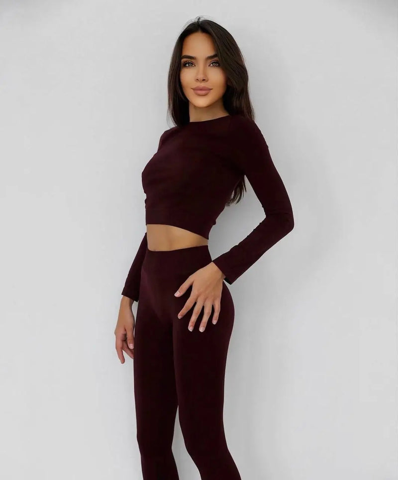Long sleeve crop top Bordeaux