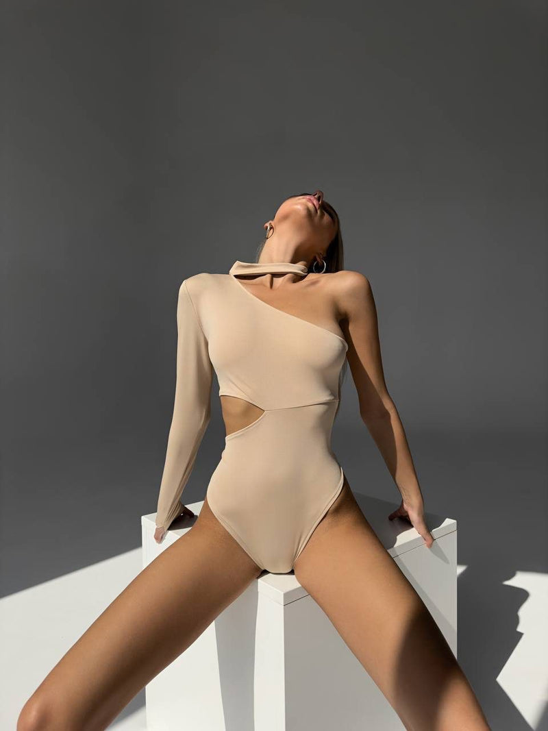 Nude One Shoulder Bodysuit