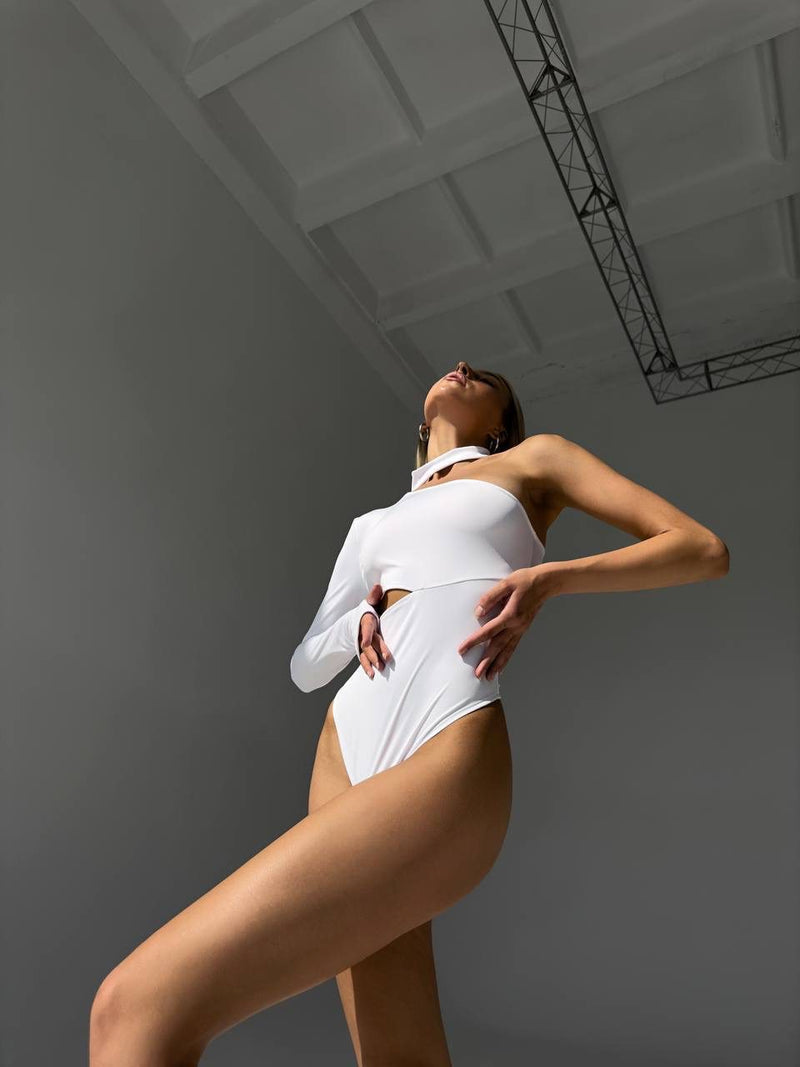 White One Shoulder Bodysuit