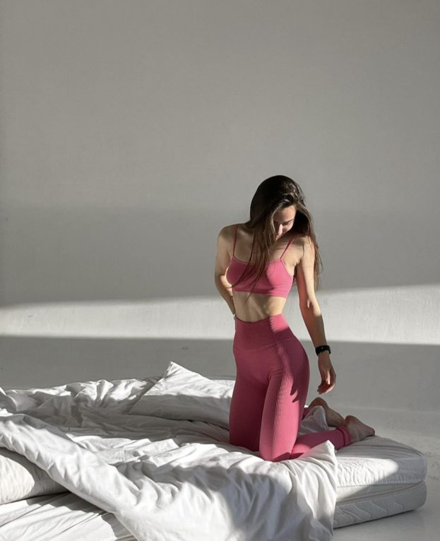 Seamless Ribbed leggings Bubble Gum