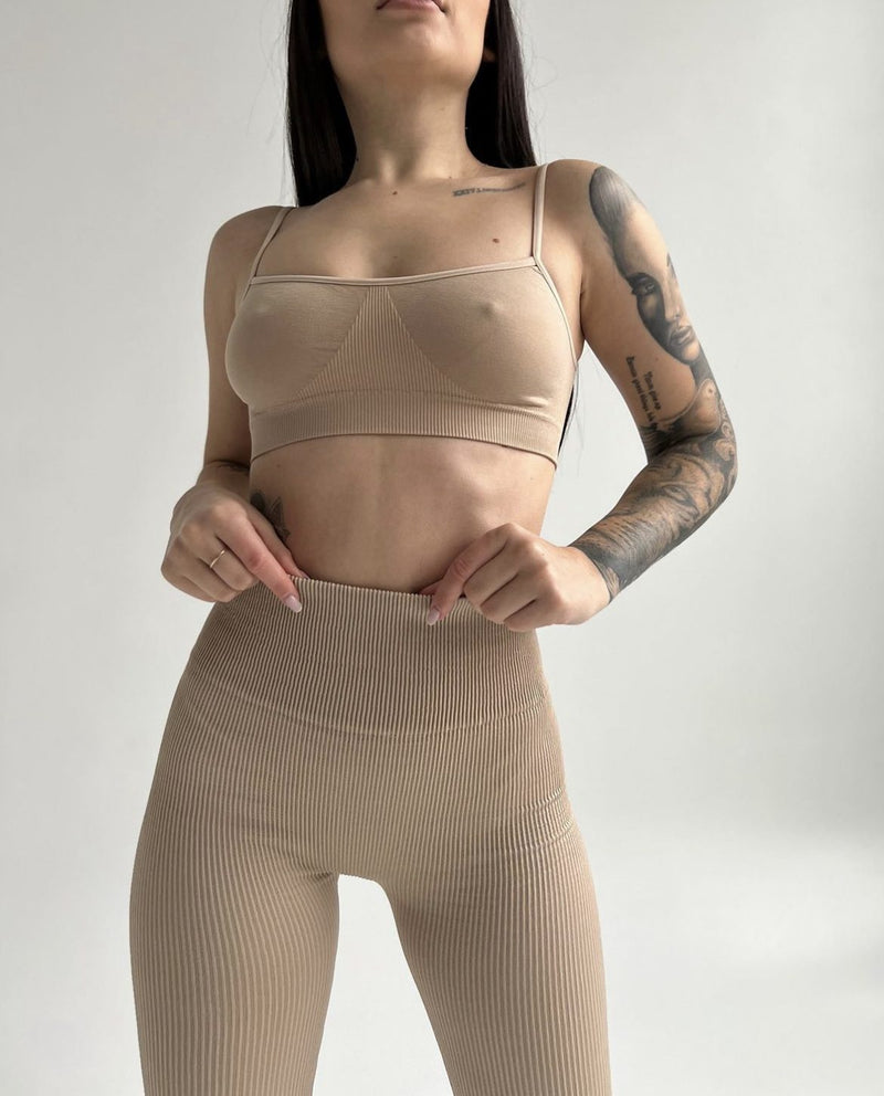 Seamless Ribbed Leggings Nude