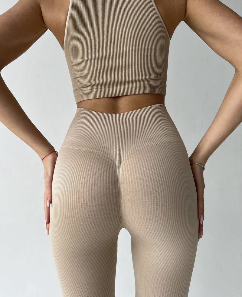 Seamless Ribbed Leggings Nude