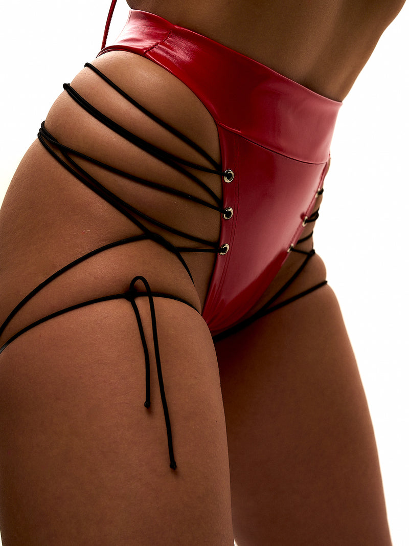 Red Latex Booty shorts