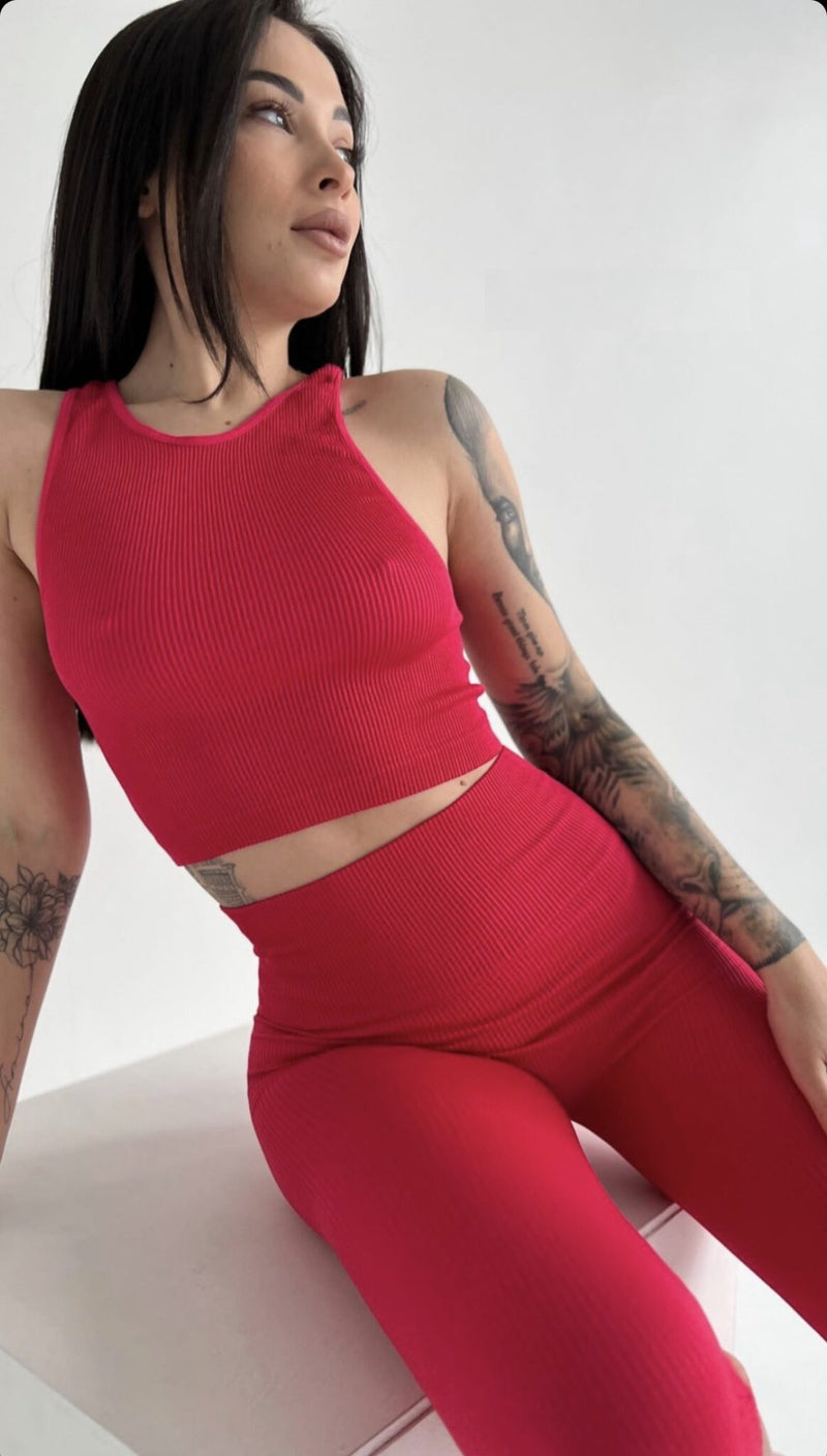 Ribbed tank top Raspberry