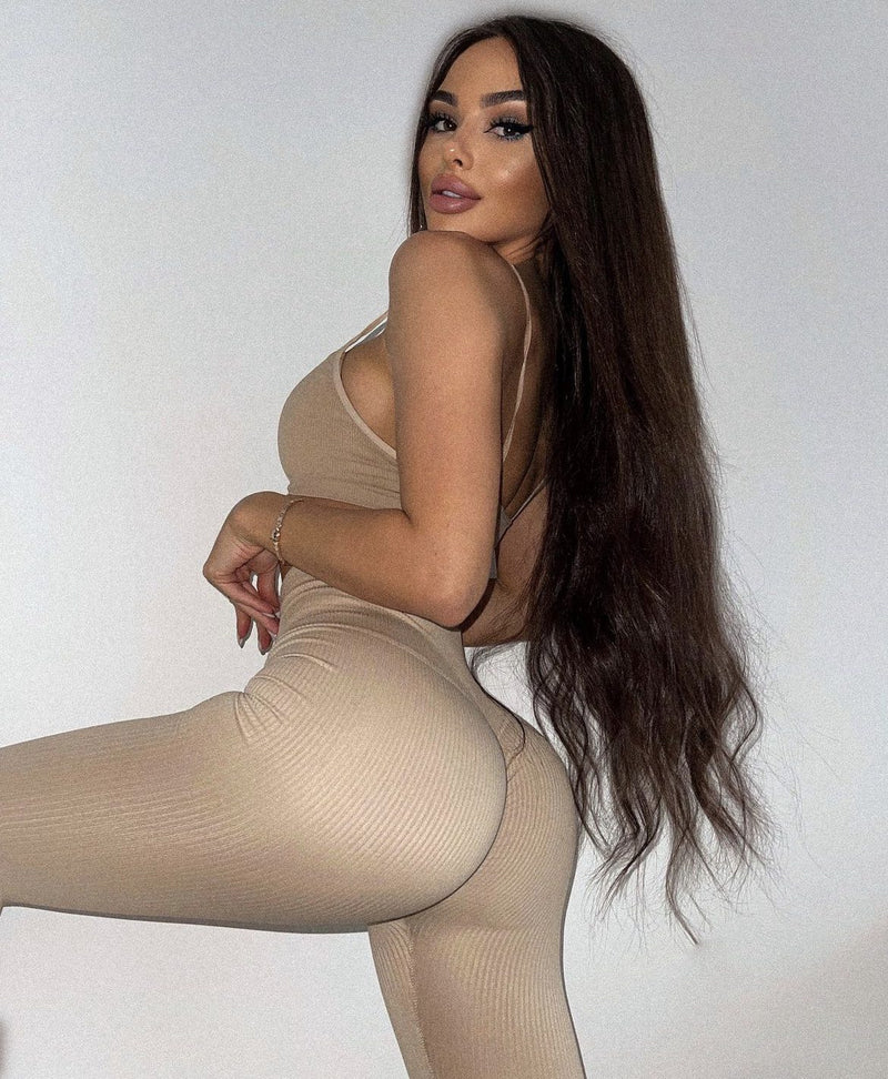 Seamless Ribbed Leggings Nude