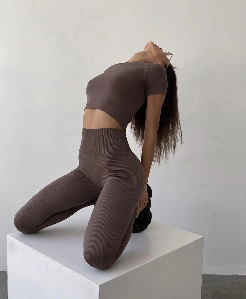 Short sleeve crop top Mocha