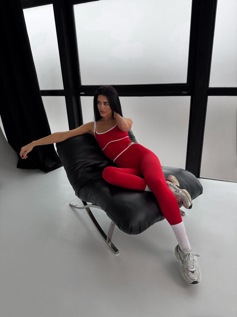 Shoulder Strap Jumpsuit Red