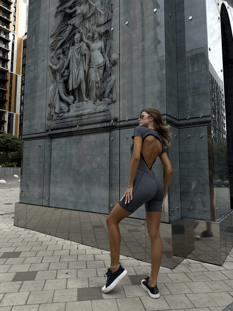 Backless Playsuit Grey