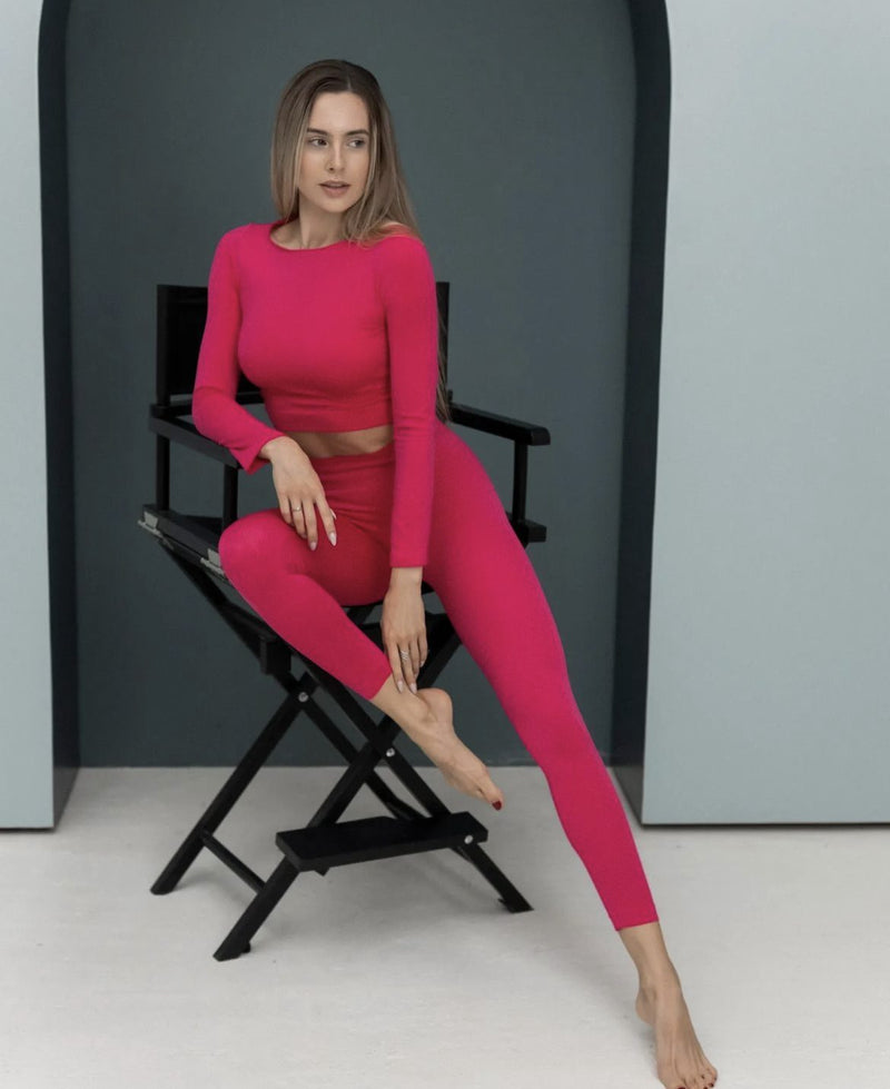Long sleeve crop top Raspberry