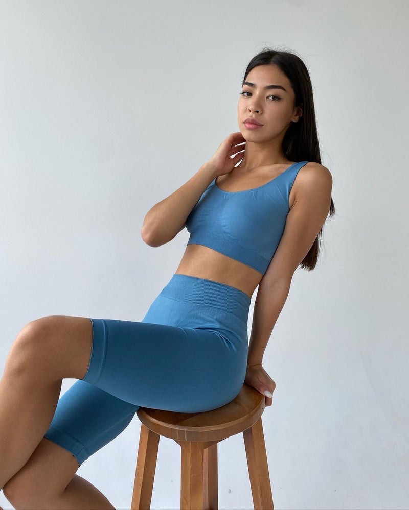 Seamless Biker shorts Light Blue