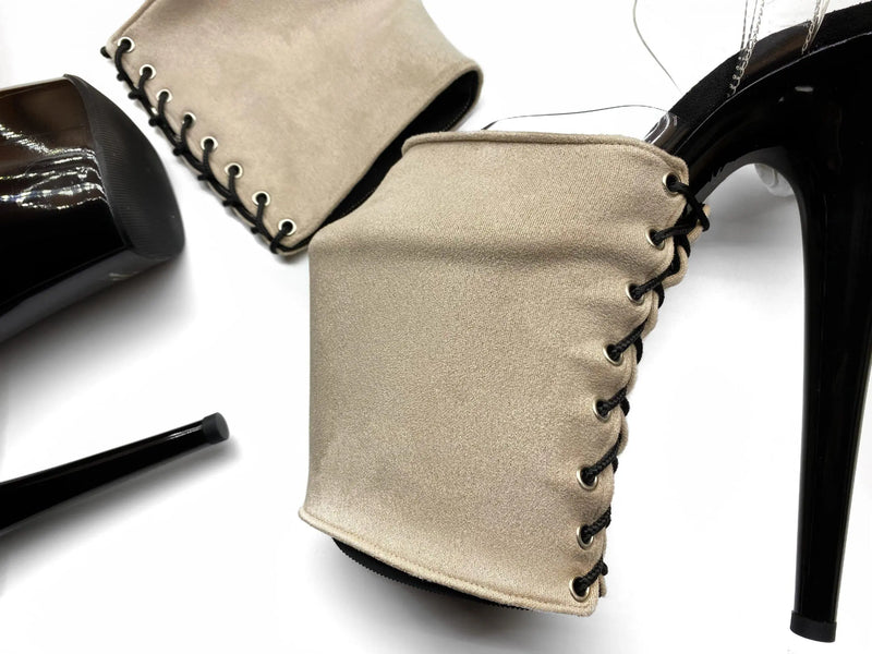 Pole Shoe Protectors Lace Up Nude suede