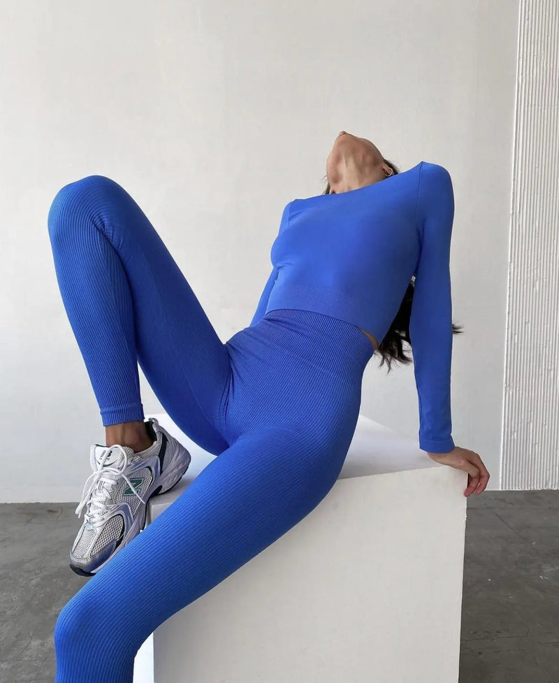 Seamless Ribbed leggings Electric Blue