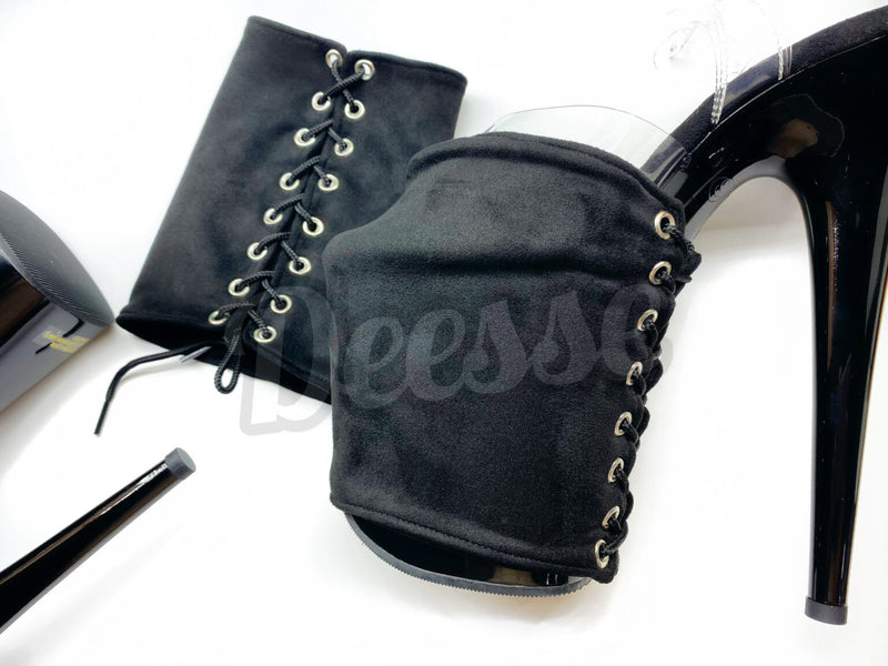 Pole Shoe Protector Lace Up black suede