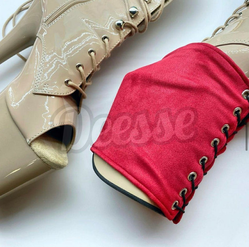 Pole Shoe Protector Lace Up Red Suede