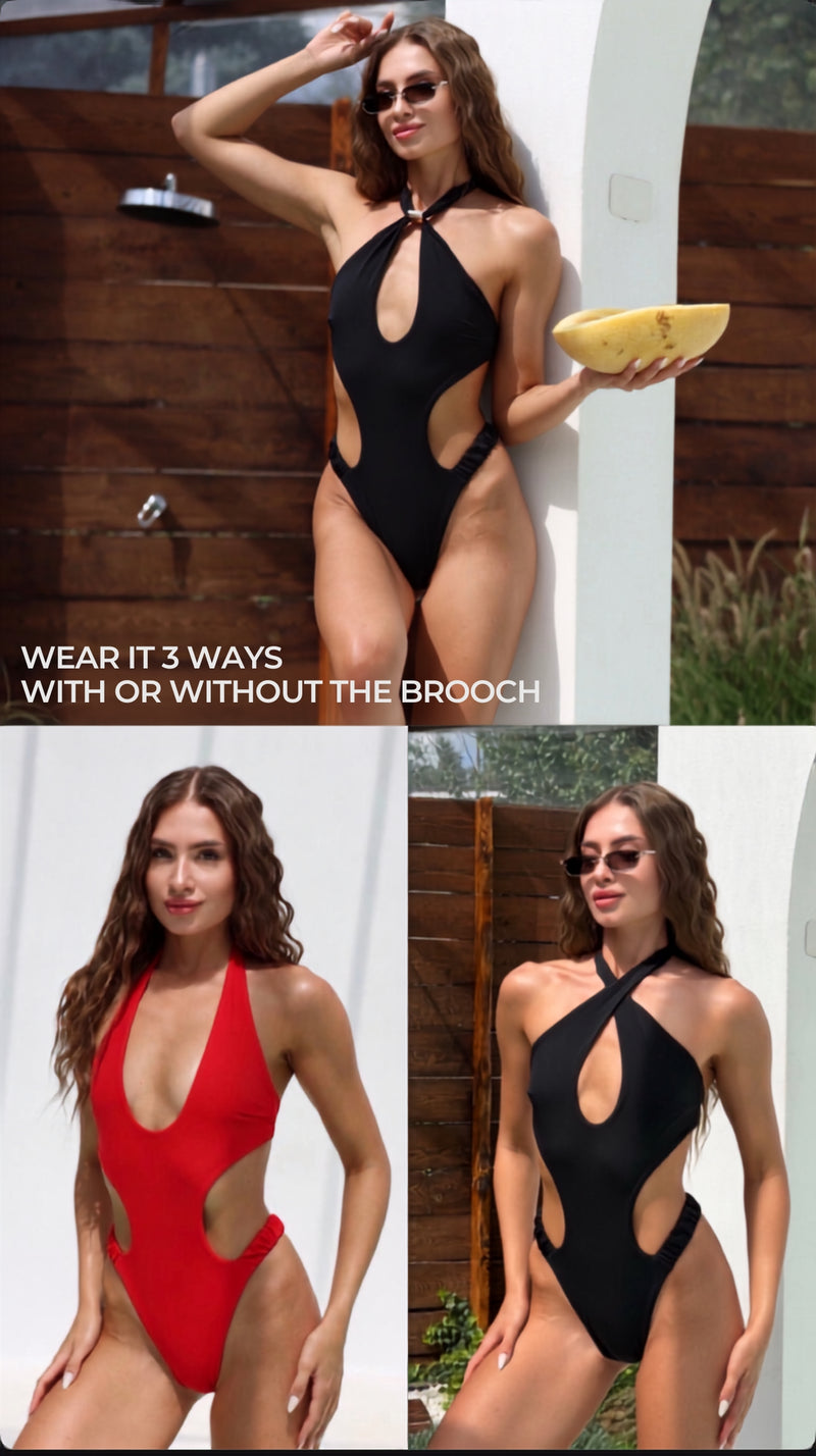 3-Way Black Cut-Out Bodysuit