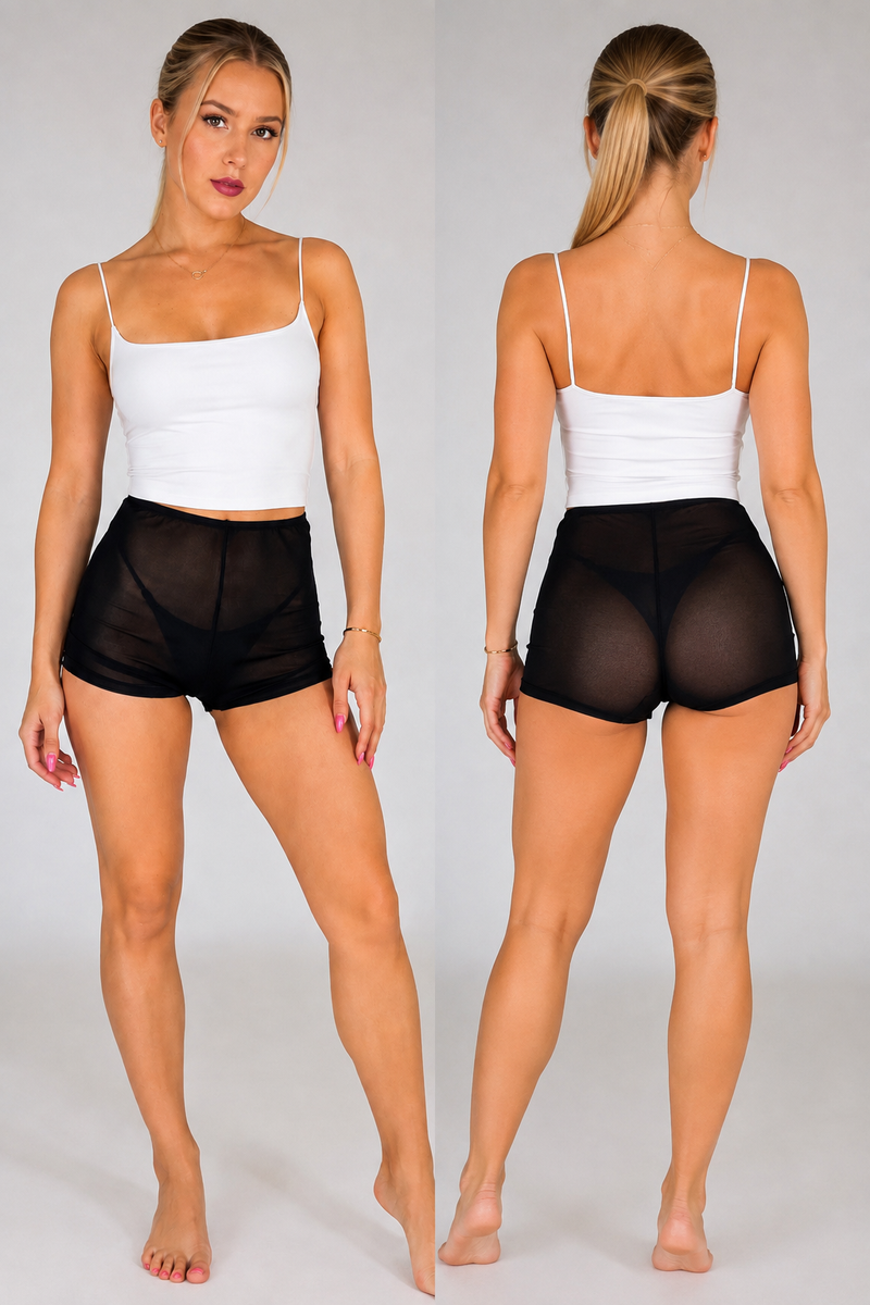Black Mesh Shorts