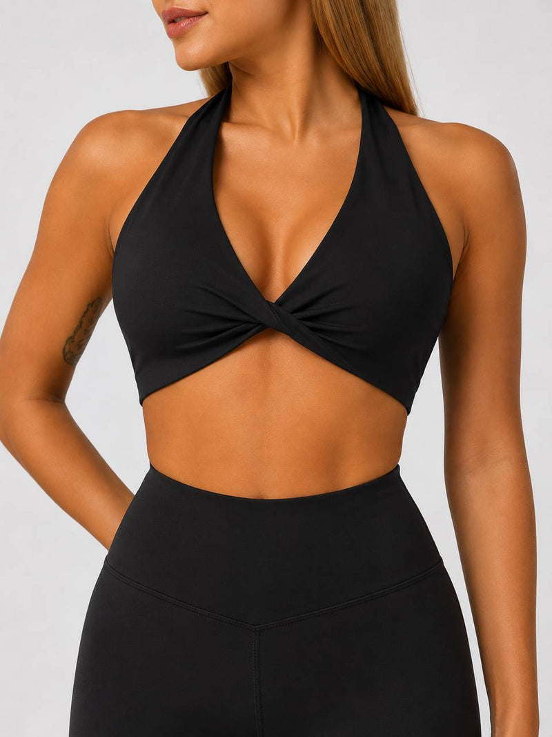 Twist Halter Top Black