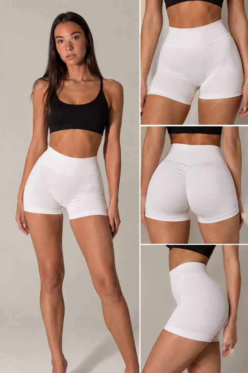 Seamless Push-up White Shorts