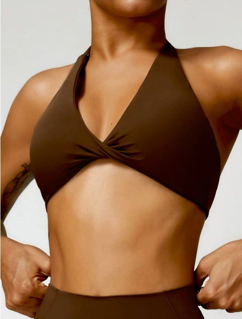 Twist Halter Top Brown